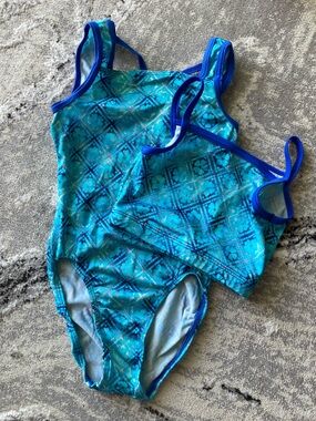 GK Girls Blue Turquoise One-Piece Swimsuit Set